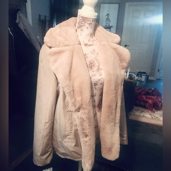 New Nine West Reversible Faux Fur Teddy Jacket - Picture 3 of 4